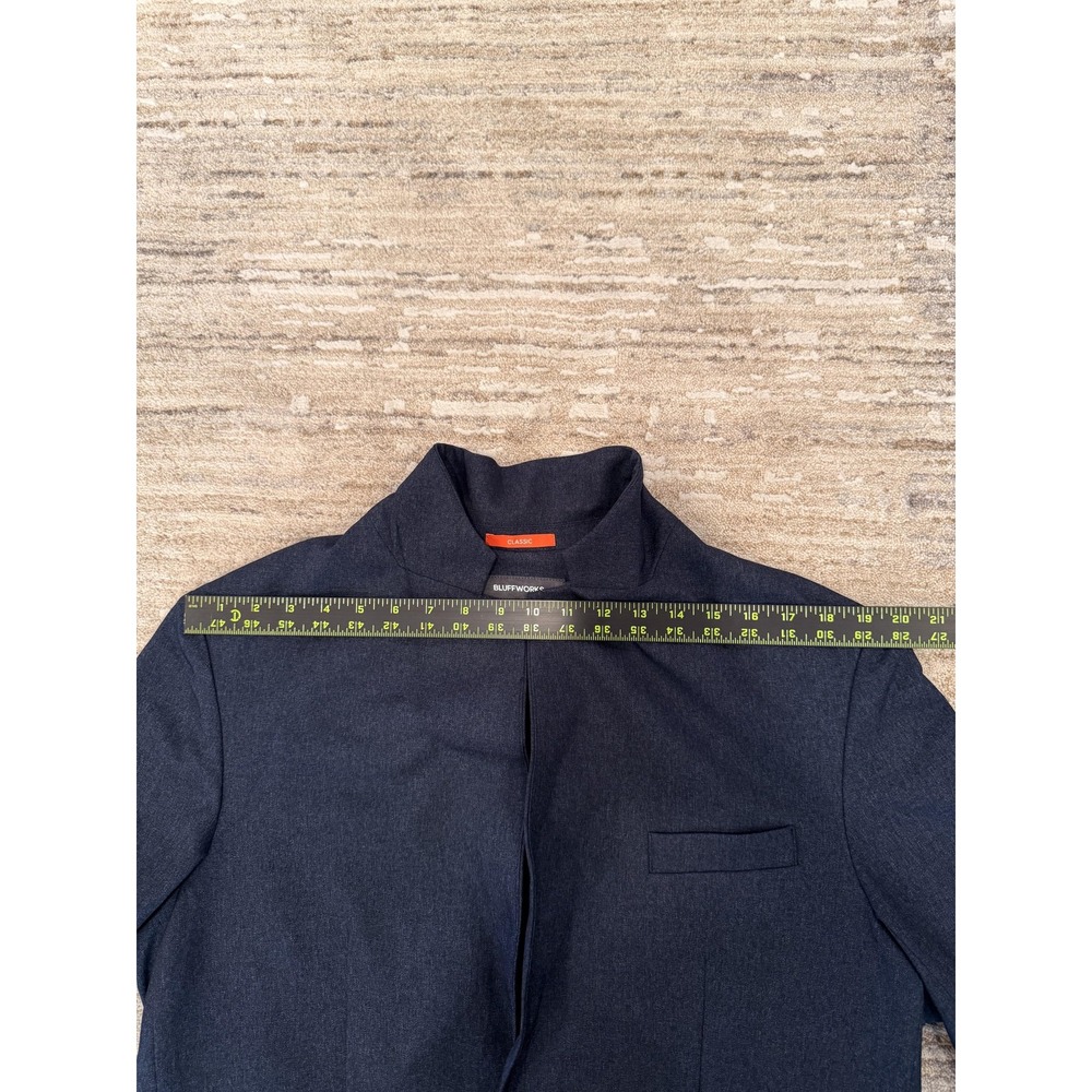 Bluffworks Blazer Suit Jacket Mens 44L Charcoal Classic Polyester Travel NYC USA - Picture 11 of 16